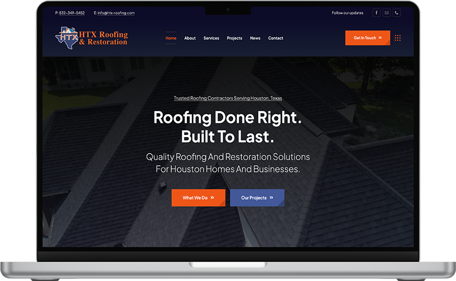 Web Design for a Roofing Company, Houston, TX