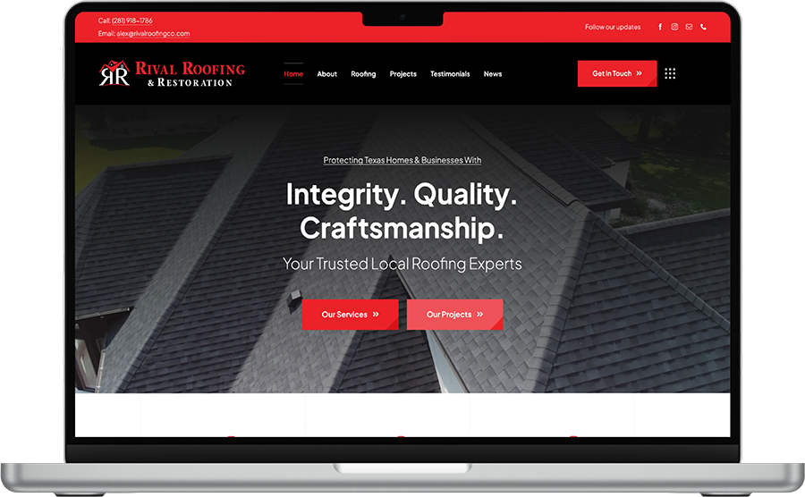 Web Design for a Roofing Company, Houston, TX